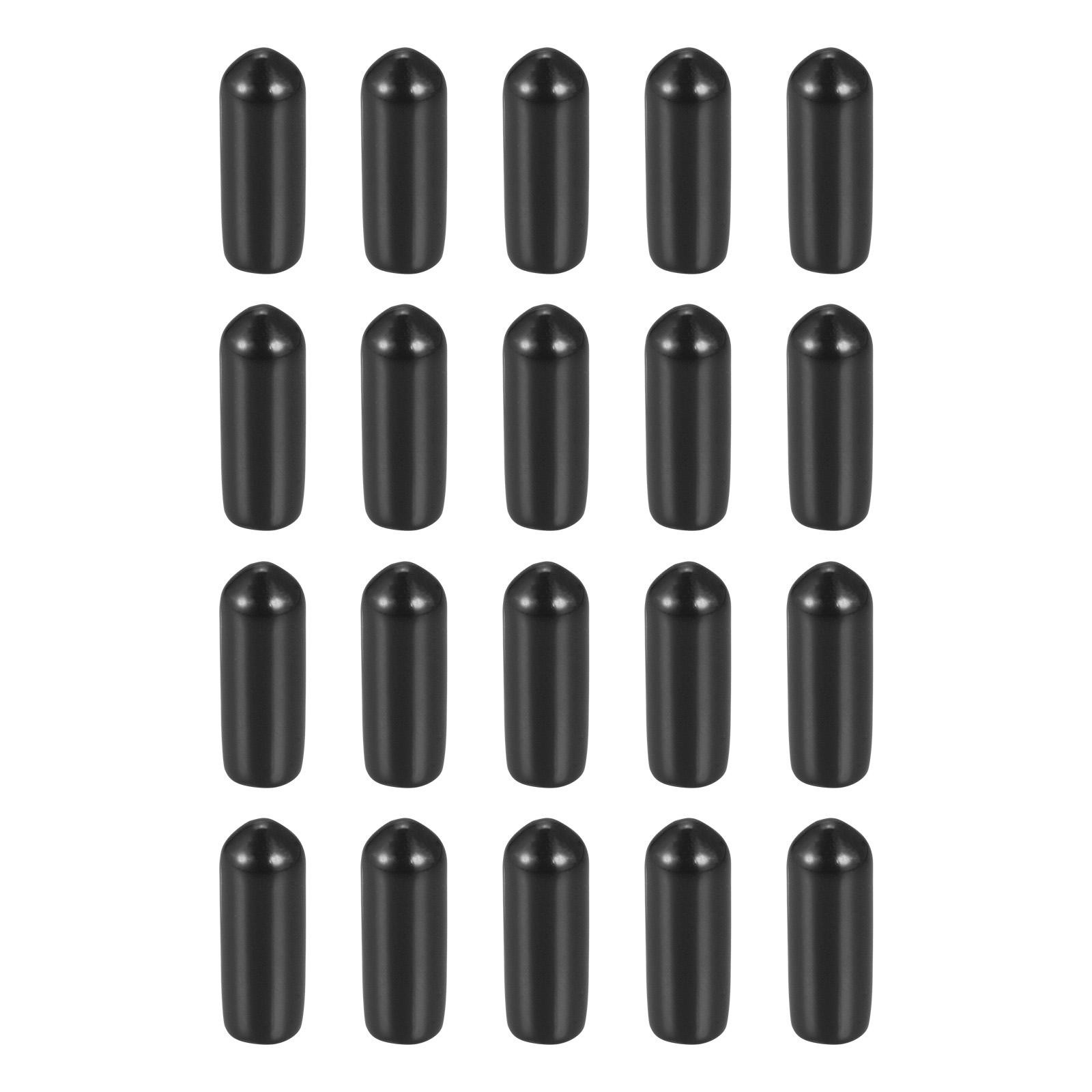 20-Pack 5mm Black Rubber Screw Thread End Caps for Bolts
