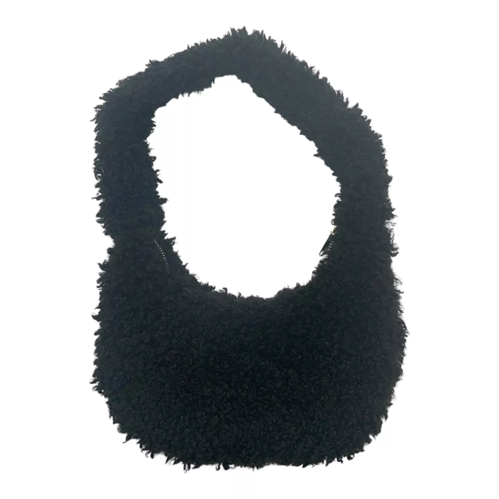 Wild Fable Slouchy Faux Fur Hobo Shoulder Handbag, Black
