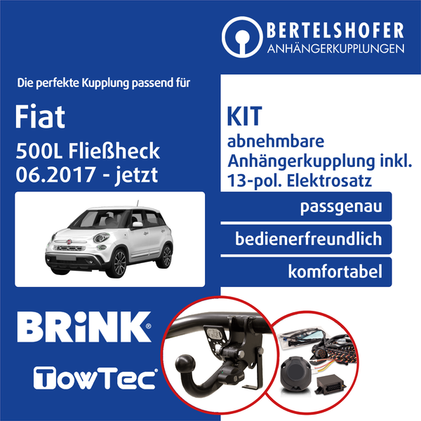 FüR Fiat 500L FließHeck 06.2017-Jetzt AHK Abnehmbar +13Pol Spezifisch E-Satz PKW-image