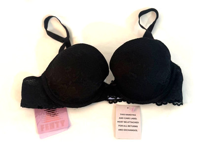 NWT Women's Savage X Fenty Black Lace Bra Size 32B Padded #4097