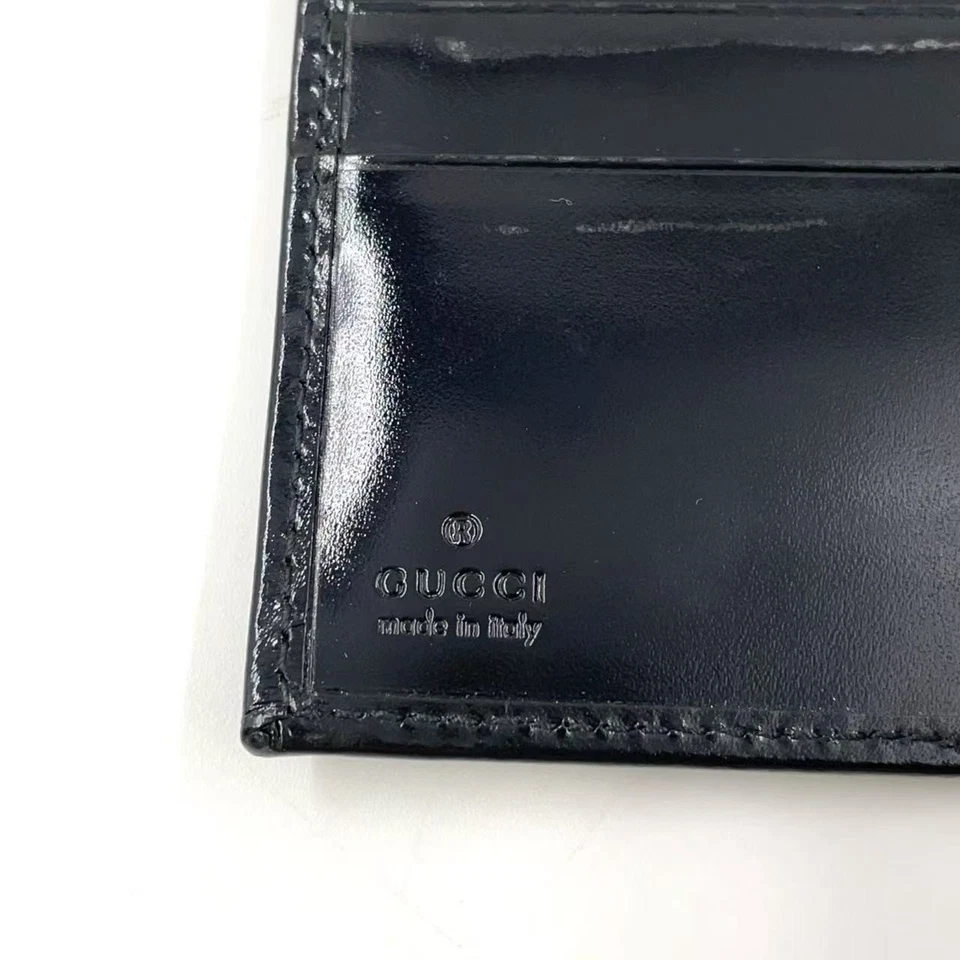 Бумажник складной двойной Gucci G с логотипом лакированная кожа женский черный один размер - Изображение 4 из 4