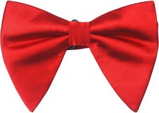 Satin Silk Oversized Bow Tie Solid Color Formal Tuxedo Big Bowtie Red