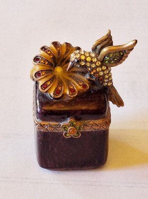 Cute Jay Strongwater Swarovski Crystal Enamel Trinket Pill Box