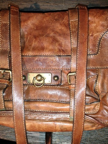FRYE Cameron Satchel Distressed Cognac Leather Messenger Crossbody Bag - Picture 9 of 20