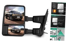 Driver Towing Mirror Power Heated Manual Telescoping for 08-16 Ford Super Duty