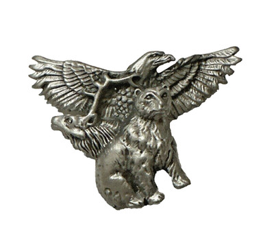 Vintage Fable Pewter Brooch Eagle Bear Moose 80s Woodland Animal Pin 1.75''