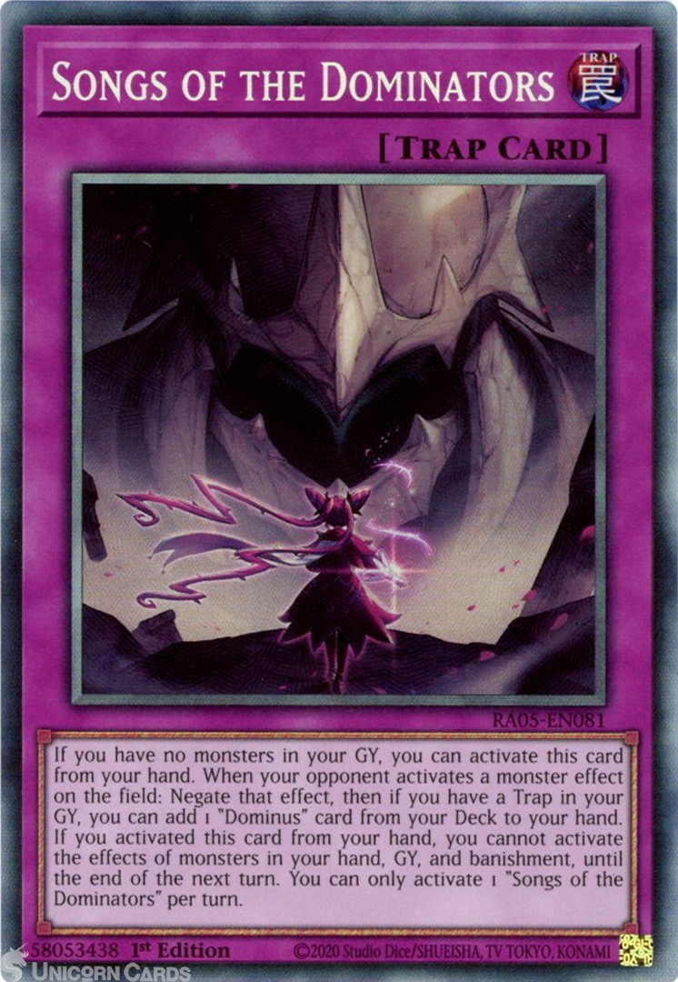 RA05-EN081 Songs of the Dominators : Collector's Rare 1st Edition Mint YuGiOh Ca