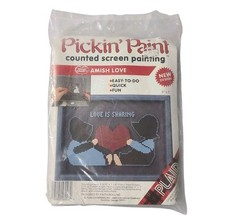 Vintage Pickin' Paint Amish Love Art Kit DIY Counted Screen Painting 5x7" Read