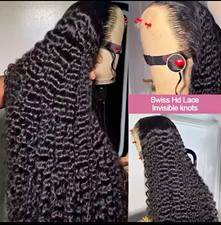 HD Lace Front Glueless Wig Deep Wave Black Human Hair Free-Part Pre-Plucked