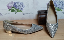 Glitzer-Ballerinas Gr.6,5  Pumps  (40 od. 6 1/2) Metallic-Silber neu
