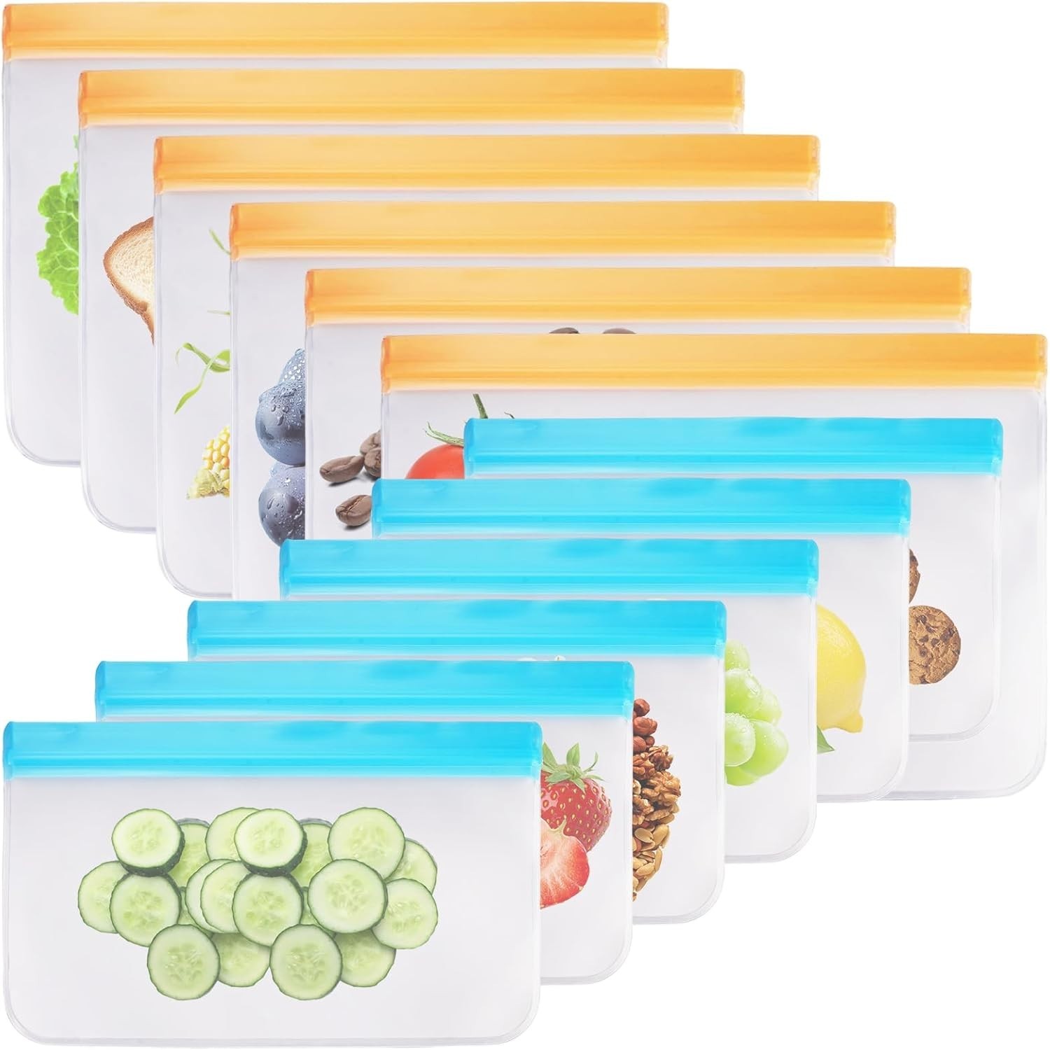 10 Pack Freezer Bags, Reusable Food Storage Silicone Bags,Le