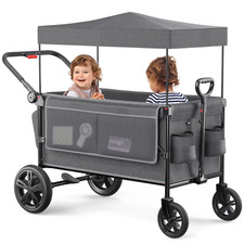 All-Terrain Stroller Wagon for Toddlers with Canopy, Parent Organizer