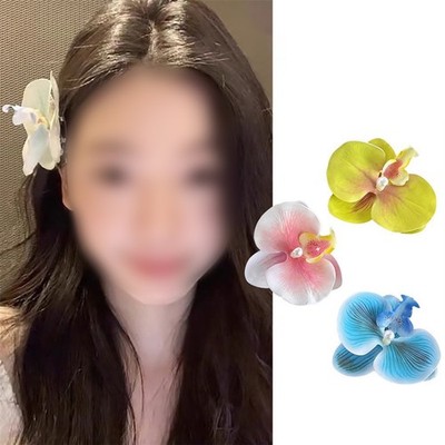 Girls Side Hair Clip - Dyed Flower Pattern with Heart Detail Plastic 10x9x4cm