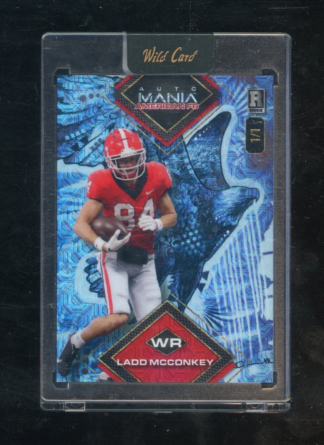 Ladd McConkey Wild Card Auto Mania American Football Clearview National Exclusives #LM Diamond-Mojo Foil-Americana