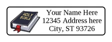 400 HOLY BIBLE Personalized Return Address Labels. 1/2 inch by 1 3/4 in.