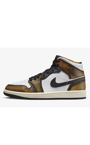 NEW Air Jordan 1 Mid SE Men's Size 10 Black/Taxi-White-Sail DQ8417-071 Fast Ship - Picture 2 of 24