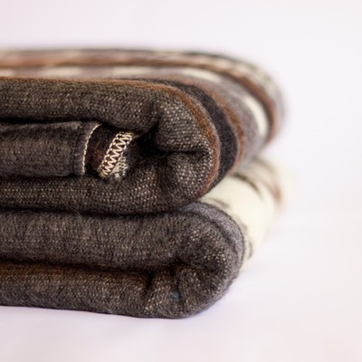ALPACA WOOL BLANKET THROW XL KING 90x75 REVERSIBLE THICK & WARM HANDMADE ECUADOR