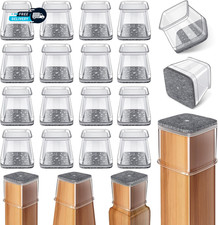 24 Pcs Chair Leg Floor Protectors Square Silicone Felt Furniture Leg Pads Caps