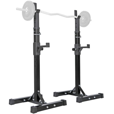 Pair of Adjustable Height 40''-66'' Portable Dumbbell Racks Sturdy Steel Squat ...