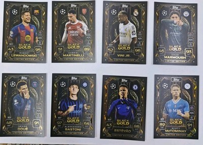 Topps Match Attax 2025/26   Black Gold LIMITED EDITION Complete Set (BG1 BG8)