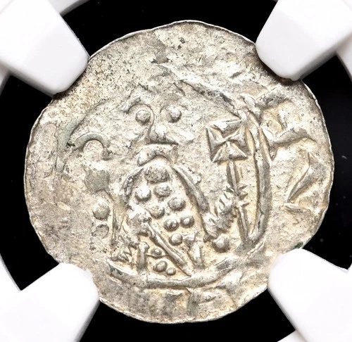 NETHERLANDS, Utrecht. Willem van Pont, 1054-1076, Silver Denier, NGC AU55