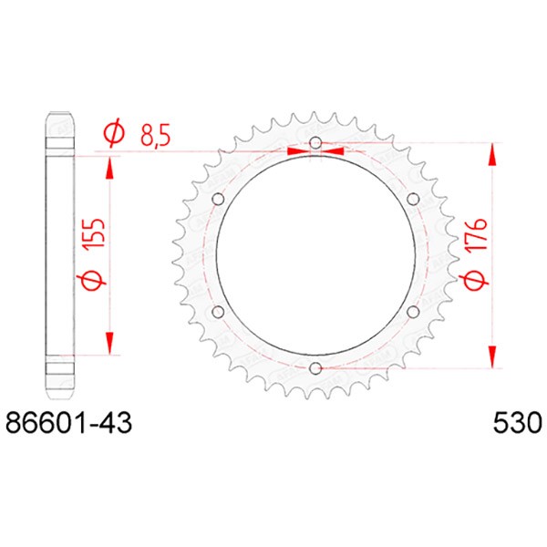 Zahnrad Afam Stahl P530 - Z43 (DIS.86601) Triumph 885 Speed Triple Efi 97/99-image