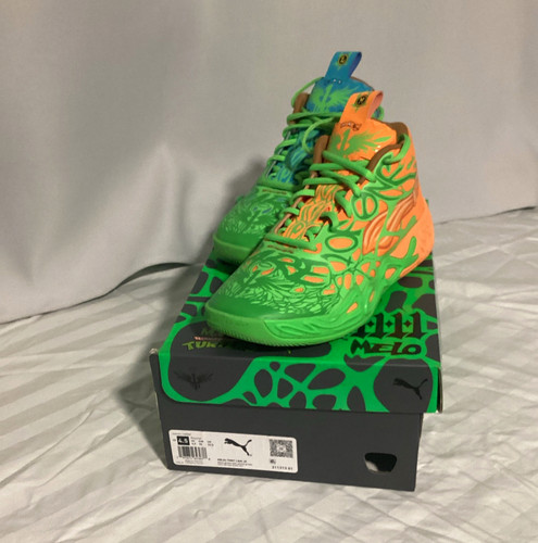 PUMA MB.04 LaMelo Ball Kids Basketball Sneakers Green Orange Blue US 4.5