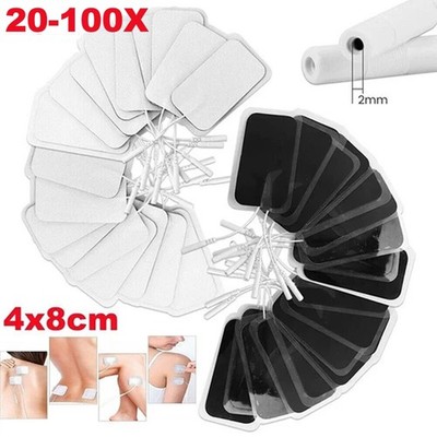 20-100x TENS Elektroden Pads Selbstklebend für Massage EMS Reizstrom Gerät 4x8cm