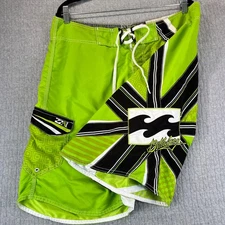Vintage Billabong Andy Irons Neon Green Board Shorts Men 36 Skate Surf Trunks