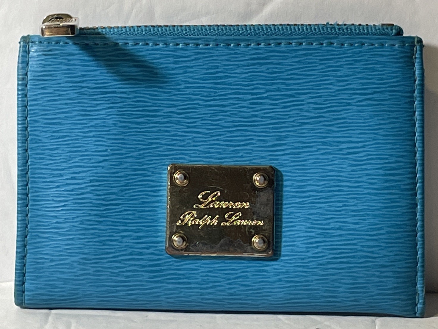 Ralph Lauren Keychain Coin Purse ID Holder Blue 4.5 X 3.25”