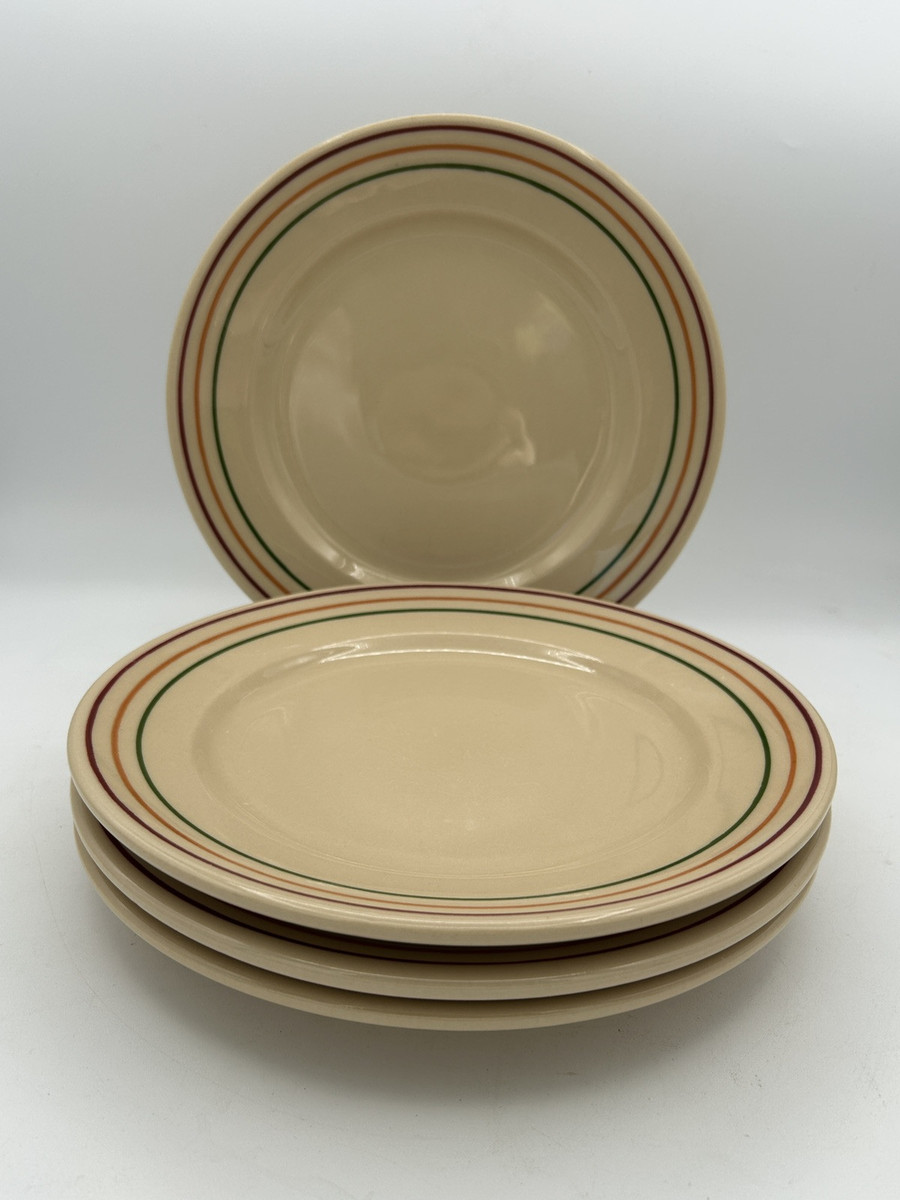 Vintage Buffalo China Pendleton 3 Stripe Luncheon Plates USA Vintage Buffalo China Pendleton 3 Stripe Luncheon Plates USA