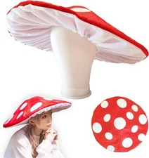 Mushroom Hat Costume Cosplay Accessory Party Cap, Oversized with Wired...