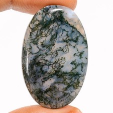 100 Natural Moss Agate Oval Shape Cabochon Loose Gemstone 40 Ct 36X23X5mm UG344