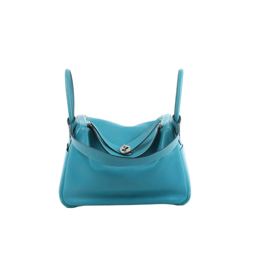 Hermes Lindy 30 Veau Swift 2Way Handbag in Turquoise □K: 2007