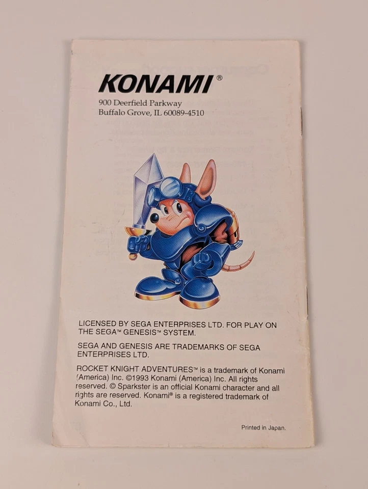 Sega Genesis Rocket Knight Adventures Authentic Game *MANUAL ONLY*⬅️🔥 - Image 2 of 4