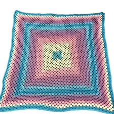 Handmade Crochet Granny Square Blanket Throw Afghan 37x37 Soft Baby Gift Lap