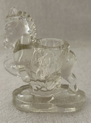 L.E. Smith Art Glass Crystal Small Horse Vase Toothpick Holder