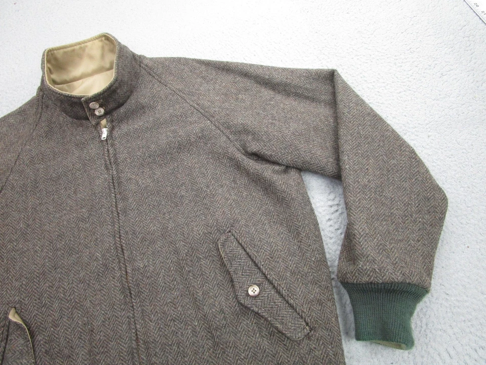 Vintage Lands End Jacket Mens Medium Wool Reversible Bomber Made USA Brown 90s - Image 2 of 4