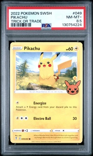 2021 POKEMON SWORD & SHIELD EVOLVING SKIES TRICK OR TRADE 2022 PIKACHU PSA 8.5