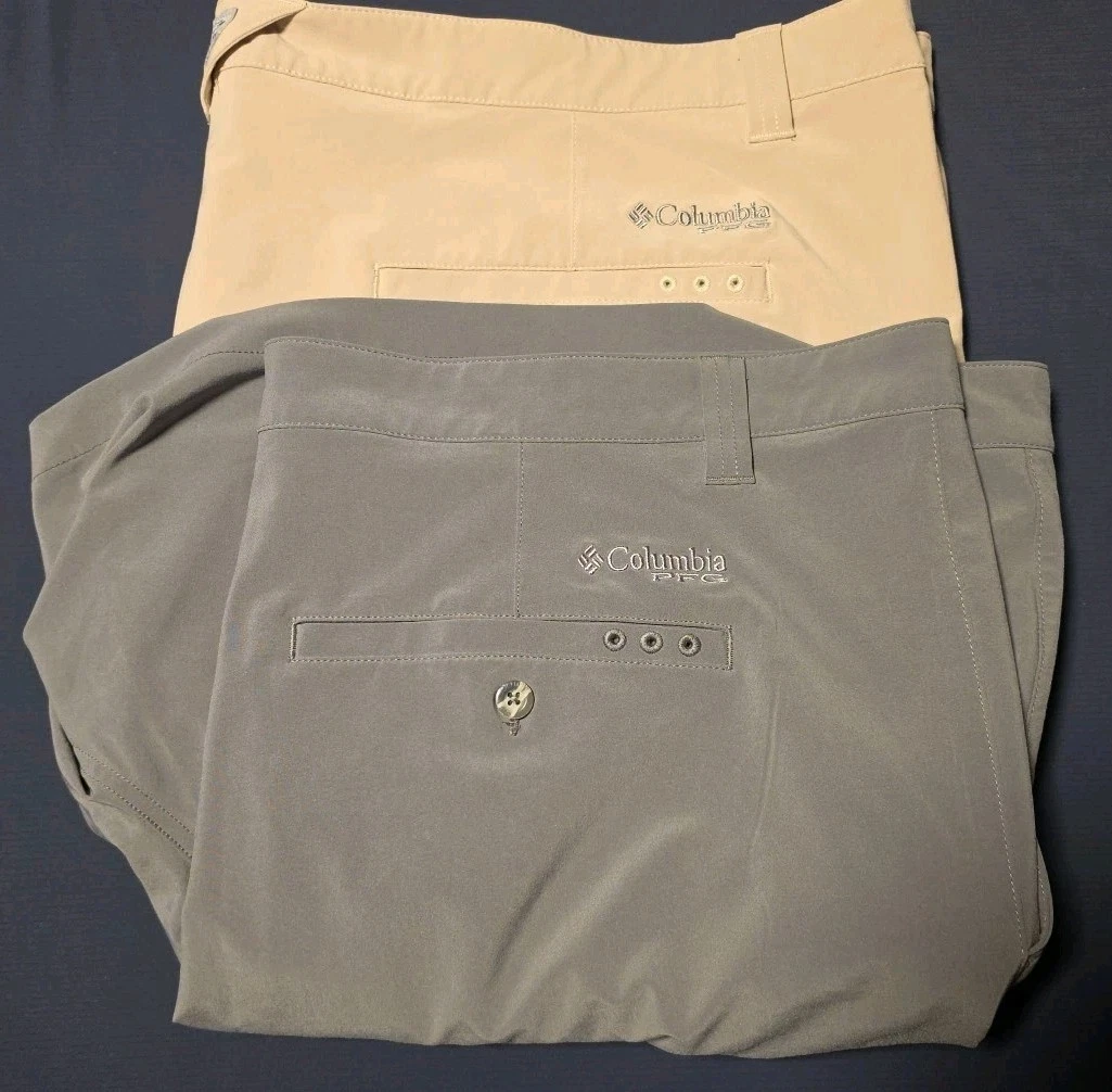 Columbia PFG Fishing Sz 50W 10L Lot Of 2 Beige Gray