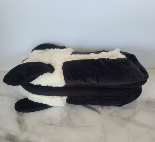 Women's Fuzzy Babba Black & White Dog Slippers Size 7-9.5 New - Picture 3 of 4