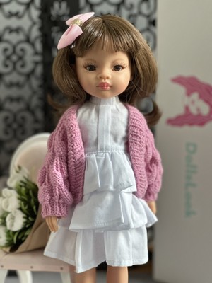 Schöne Puppe Paola Reina Liu Brauen Haaren 32 cm In stricken Kleidung Neu