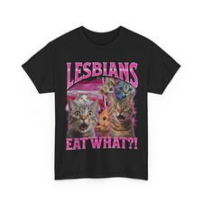 ¡¿Las lesbianas comen qué?! Camiseta, Cat Sarcastic Saying Shirt