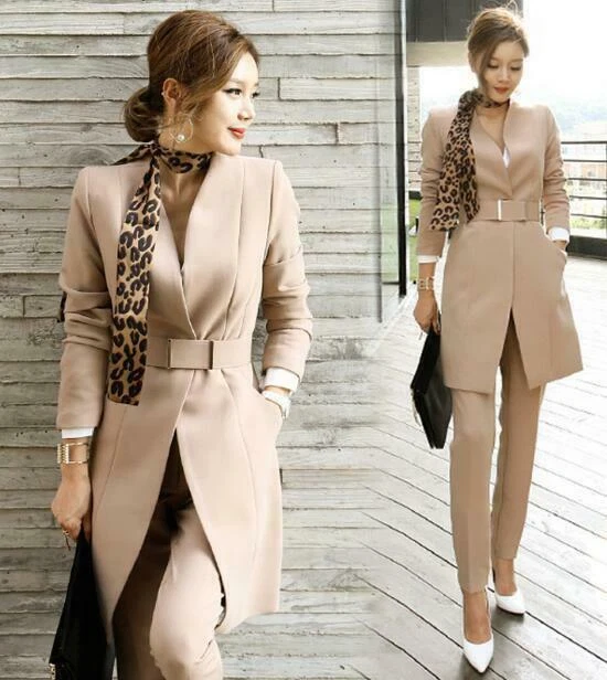 2Pcs Office Ladies Womens Formal Dress Business Pants Suits Jacket