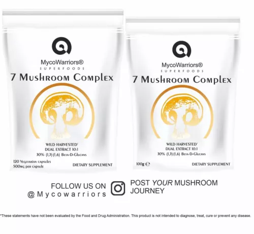 7 Mushroom Complex Agaricus Chaga Cordyceps Reishi Lion's Mane Maitake Shiitake