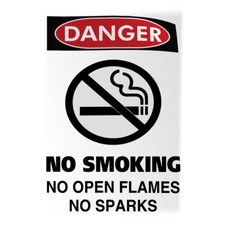 Vertical Vinyl Stickers Danger No Smoking No Open Flames No Sparks Hazard B