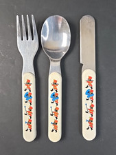 Vintage Toddler flatware set Fork Spoon Knife Marching Band Handle Taiwan