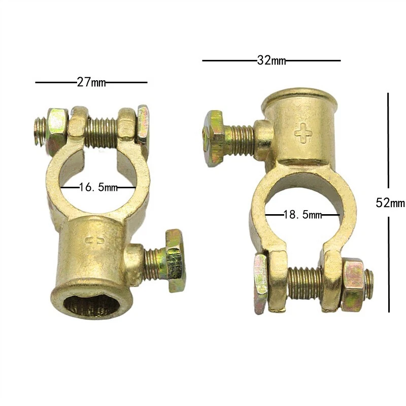 Paquete de 2 conectores de abrazadera de terminal de batería de coche SUV de 16 mm-18 mm poste superior de aluminio M8 Foto 2 de 4
