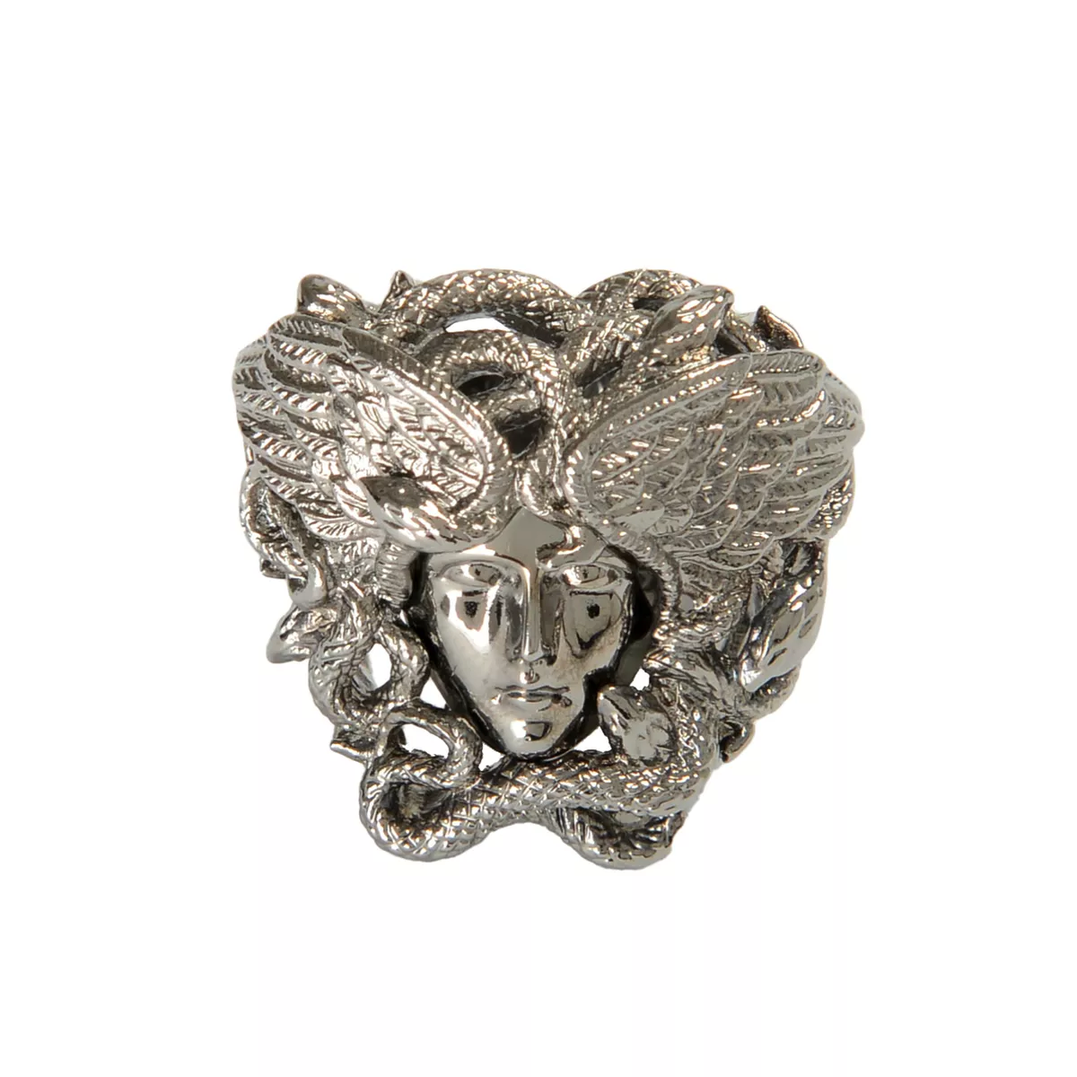 Versace silver hotsell medusa ring