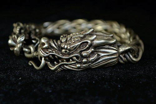 Handwork Collectible Old Tibet Silver Weave Case Dragon Noble Bracelet Chinese - Picture 2 of 8